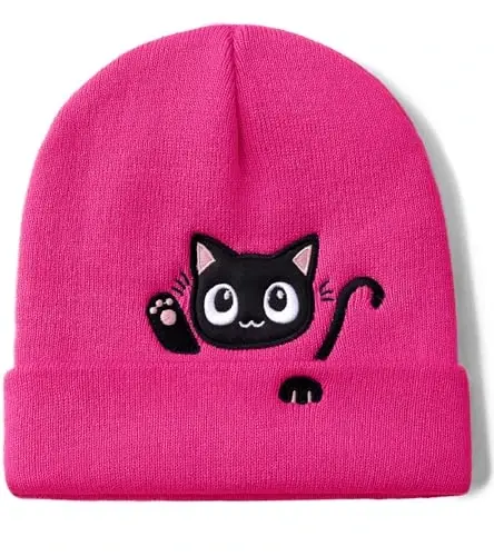 Cat Beanie Hats for Women Cute Cat Lovers Gifts Women's Winter Animal Knitted Hats for Girls - 1