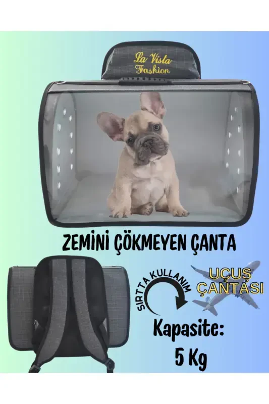 Cat Dog Backpack Carrier Flybag Tomris Gray-Gray - LAVİSTA