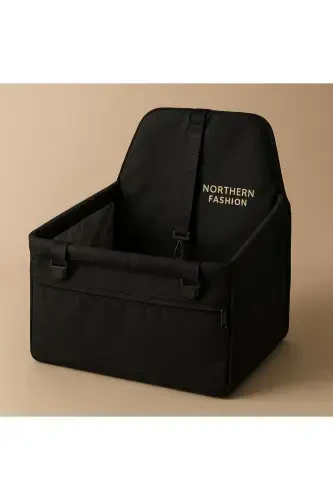 Cat Dog Car Seat Portable Vehicle Booster Seat - with Safety Clip on Leash, Washable Fabric - Brown - KSBURDA (1)