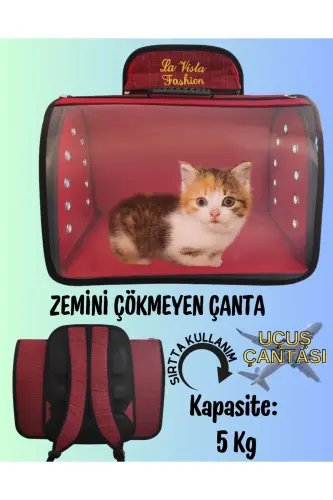 Cat Dog Carrier Backpack Tomris Red-Red 