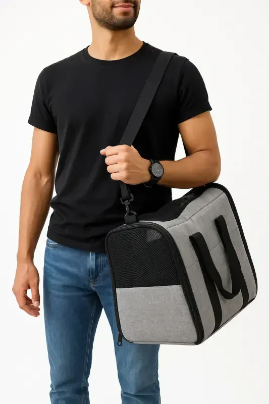 Cat Dog Carrier Bag | Airline Cabin Approved Luggage Strap | Waterproof Comfortable Bag-Blue - 3