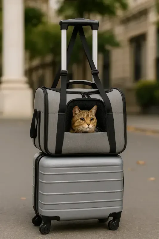 Cat Dog Carrier Bag | Airline Cabin Approved Luggage Strap | Waterproof Comfortable Bag-Blue - 7