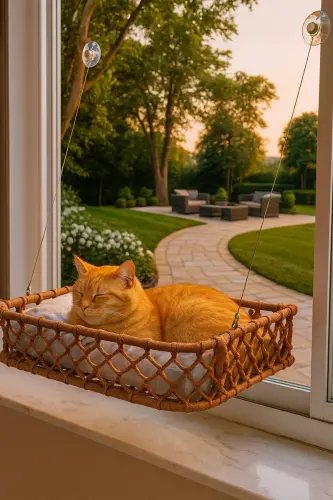 Cat & Dog Glass Bed Hammock Handmade-Brown - 2