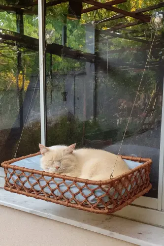 Cat & Dog Glass Bed Hammock Handmade-Brown - 4