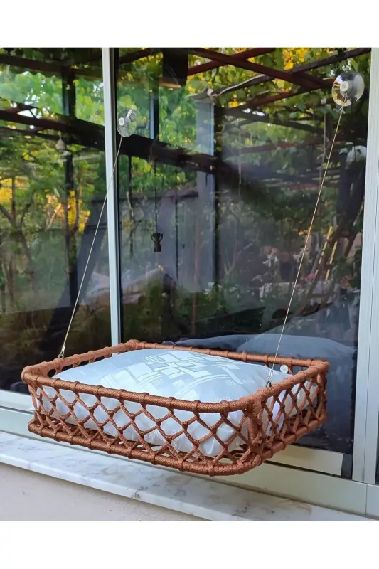 Cat & Dog Glass Bed Hammock Handmade-Brown - 5