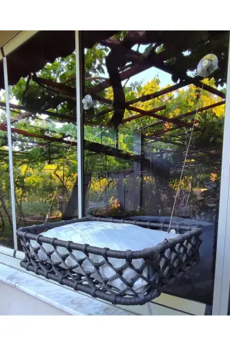 Cat Dog Window Bed Suction Cup Hammock Handmade-Anthracite - 4