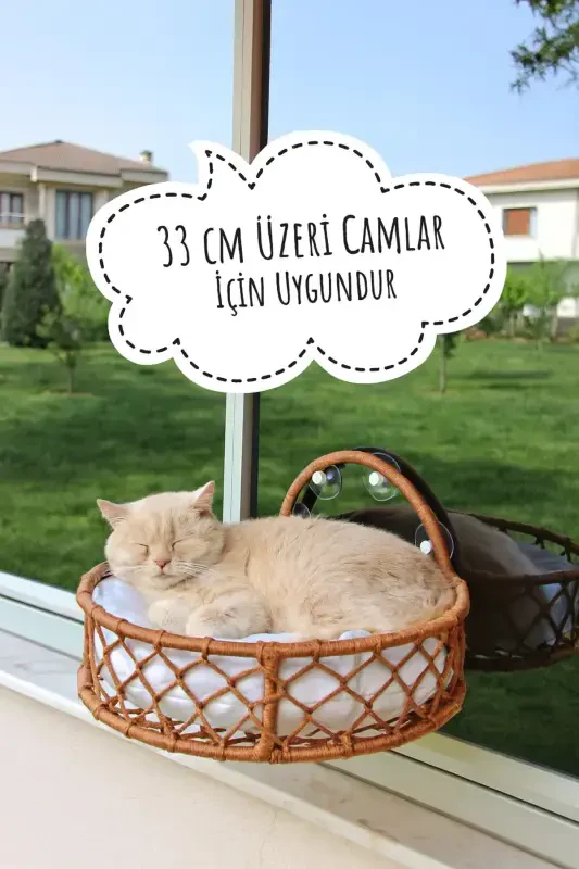 Cat Dog Window Bed Suction Cup Hammock Handmade-Brown - 2