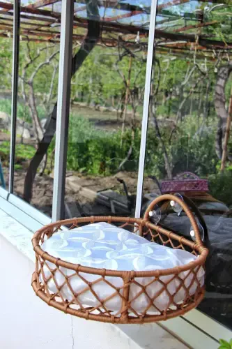 Cat Dog Window Bed Suction Cup Hammock Handmade-Brown - 3