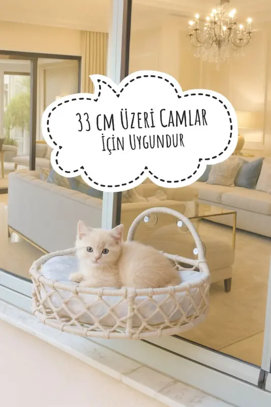 Cat Dog Window Bed Suction Cup Hammock Handmade-Cream - 2