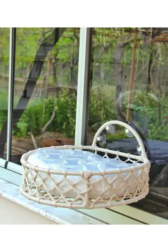 Cat Dog Window Bed Suction Cup Hammock Handmade-Cream - 6