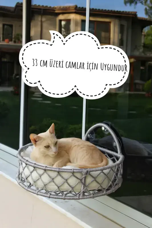 Cat Dog Window Bed Suction Cup Hammock Handmade-Gray - 2