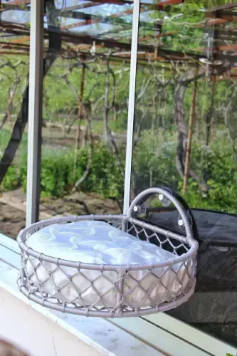 Cat Dog Window Bed Suction Cup Hammock Handmade-Gray - 3