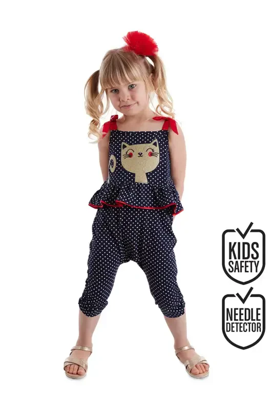 Cat Dotted Girl Jumpsuit - DENOKIDS