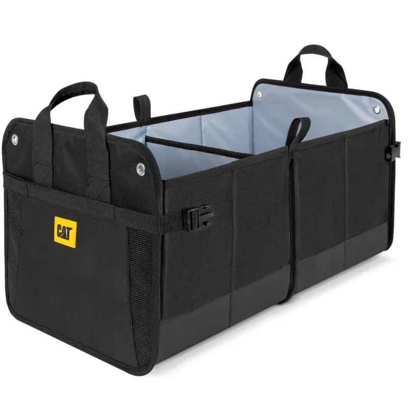 Cat® FlexTrunk Car Trunk Organizer Storage - Collapsible Dual-Compartment Automotive Adjustable Pockets Expandable Sturdy Multipurpose Folding Cargo Store for Auto Backseat, Black (CATO-201) - 1