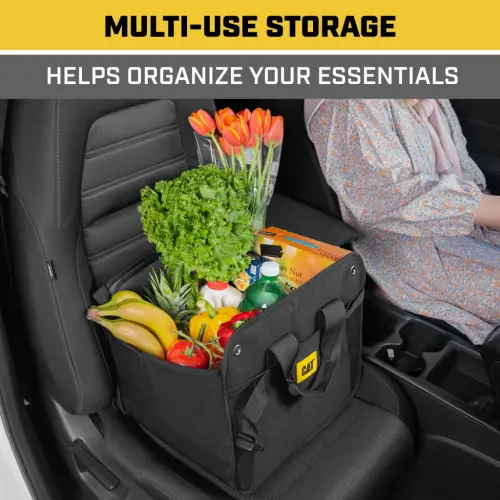 Cat® FlexTrunk Car Trunk Organizer Storage - Collapsible Dual-Compartment Automotive Adjustable Pockets Expandable Sturdy Multipurpose Folding Cargo Store for Auto Backseat, Black (CATO-201) - 3