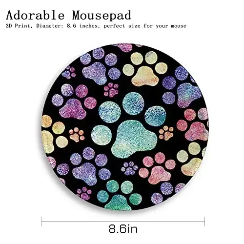 Cat Paw Round Mouse Pads for Desk, Funny Small Mousepad for Laptop Gaming, Stitched Edge Non-Slip Rubber Base, Cute Home Office Decor Desk Accessories Office Supplies Gift for Women Teen Girls - 4