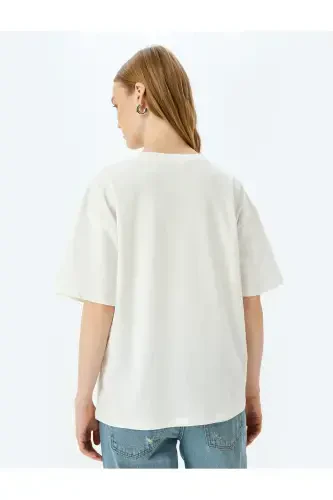 Cat Print Crew Neck Oversize Short Sleeve Cotton T-Shirt - 4