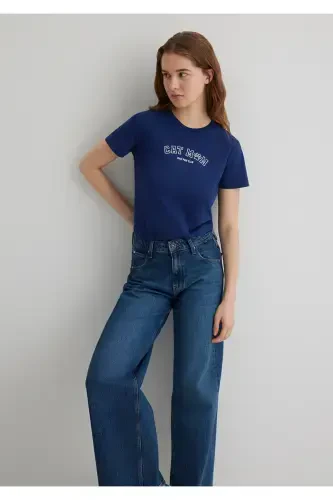 Cat Print Navy Blue T-Shirt SemiSlim Fit / Semi-Fitted - 1