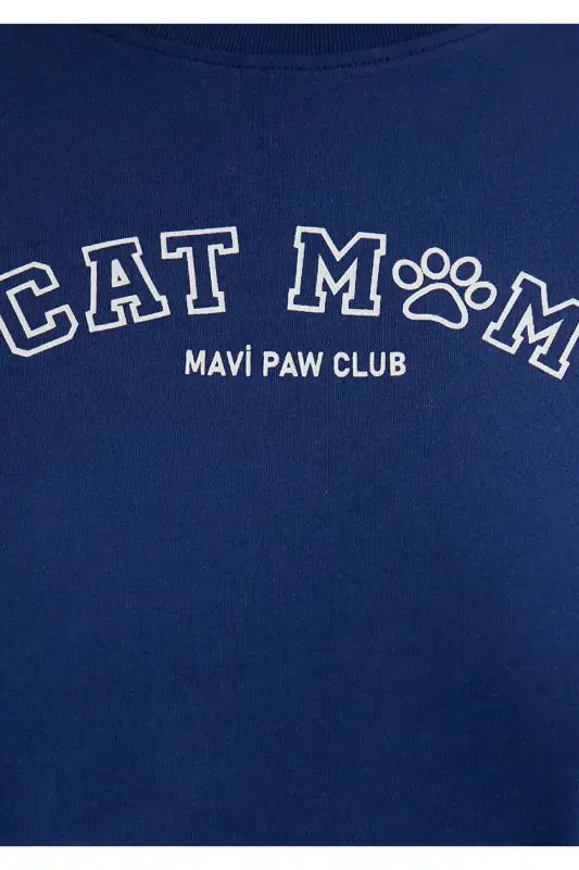 Cat Print Navy Blue T-Shirt SemiSlim Fit / Semi-Fitted - 6