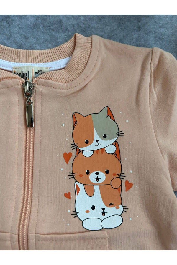 Cat Print Pocket Girl Baby Jacket Cardigan - 4