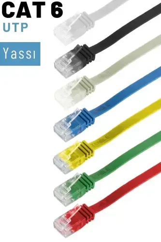 Cat6 Yassi Rj45 Ethernet (tarmoq, Internet) kabeli (15 Metr, Qizil)-Qizil - IRENIS (1)