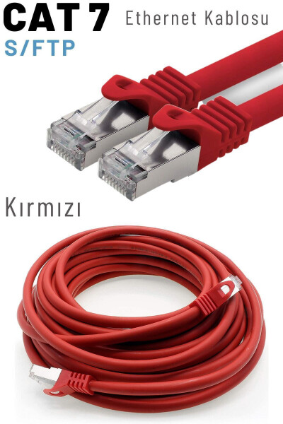 Cat7 S/ftp Lszh Ethernet tarmoq LAN kabeli qizil 5 metr - 6