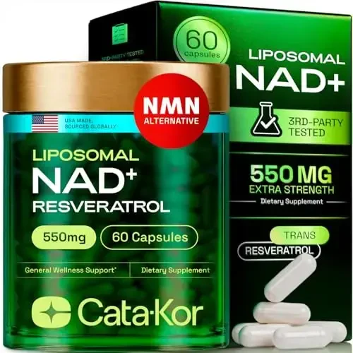 Cata-Kor Liposomal NAD+ Supplement with Resveratrol – NMN Supplement Alternative – Third-Party Tested – Advanced NAD Resveratrol - CATA-KOR