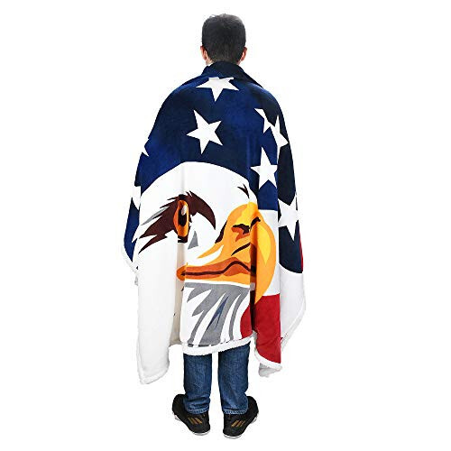 Catalonia Bald Eagle Blanket, Patriotic US Blanket, American National Flag Throws, Sherpa Fleece Soft Warm Reversible Decro Blanket for Couch Bed - 4