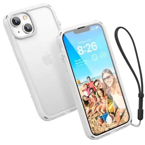 Catalyst Influence Case for iPhone 14, 2.5X Higher Drop Proof, Non-Slip Frosted Edges and Crystal Clear Back, 30% Louder Forward Audio, Lanyard Included - 1