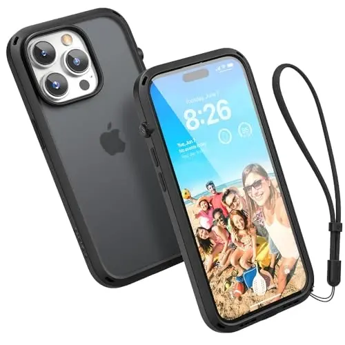 Catalyst Influence Case for iPhone 14 Pro, 2.5X Higher Drop Protection, Fingerprint Resistant, Durable, Easy to Clean and Install, 30% Louder Forward Audio, Lanyard Included Black - 1