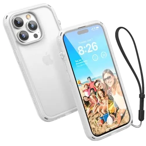 Catalyst Influence Case for iPhone 14 Pro, 2.5X Higher Drop Protection, Fingerprint Resistant, Durable, Easy to Clean and Install, 30% Louder Forward Audio, Lanyard Included Clear 