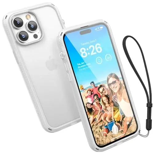 Catalyst Influence Case for iPhone 14 Pro Max, 2.5X Higher Drop Protection, Fingerprint Resistant, Durable, Easy to Clean and Install, 30% Louder Forward Audio, Lanyard Included Clear 