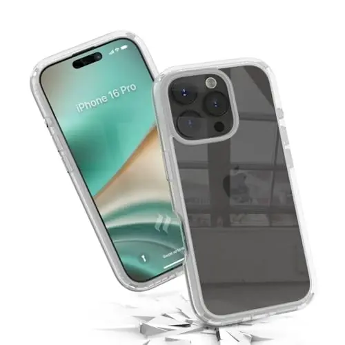Catalyst Influence Case for iPhone 16 Pro, 2.5X Higher Drop Proof, Non-Slip Frosted Edges and Non Magsafe Crystal Clear Back, Raised Edges Protection, 30% Louder Forward Audio, Lanyard Included - 1
