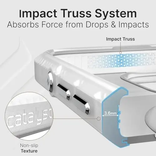 Catalyst Influence Case for iPhone 16 Pro Max, 2.5X Higher Drop Proof, Non-Slip Frosted Edges and Non Magsafe Crystal Clear Back, Raised Edges Protection, 30% Louder Forward Audio, Lanyard Included - 4