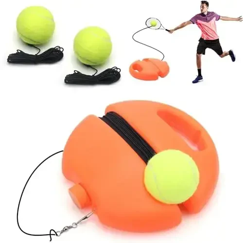 Catcan Solo Tennis Trainer Rebound Ball with String, Portable Tennis Practice Device Tennis Training Tool with 3 Tennis Balls and Elastic Strings for Self-Practice, Beginners, Adults - 1