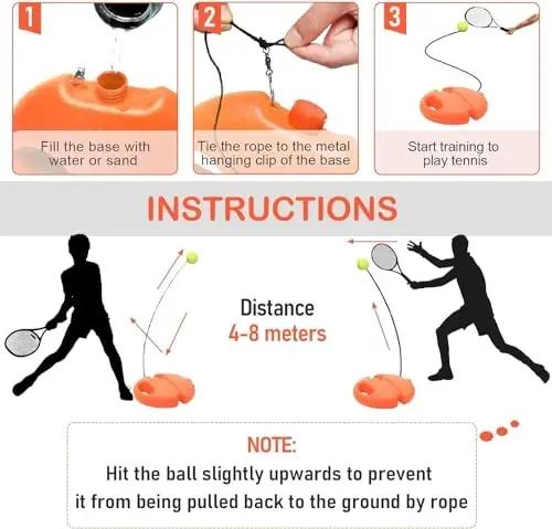 Catcan Solo Tennis Trainer Rebound Ball with String, Portable Tennis Practice Device Tennis Training Tool with 3 Tennis Balls and Elastic Strings for Self-Practice, Beginners, Adults - 4