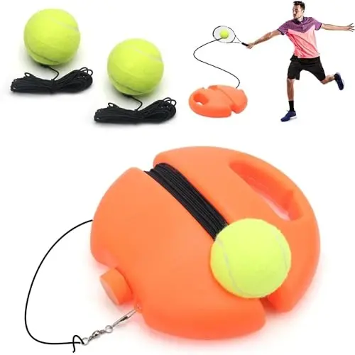 Catcan Solo Tennis Trainer Rebound Ball with String, Portable Tennis Practice Device Tennis Training Tool with 3 Tennis Balls and Elastic Strings for Self-Practice, Beginners, Adults - 1