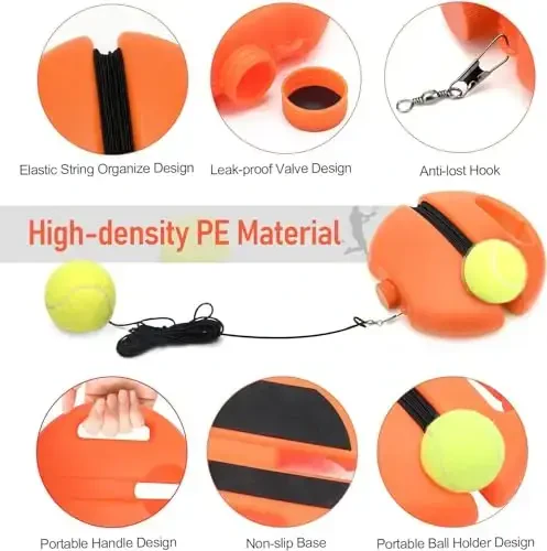 Catcan Solo Tennis Trainer Rebound Ball with String, Portable Tennis Practice Device Tennis Training Tool with 3 Tennis Balls and Elastic Strings for Self-Practice, Beginners, Adults - 3