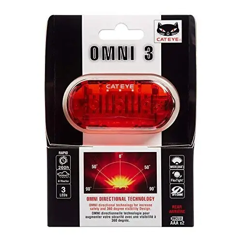 CATEYE Omni 3 Bike Safety Light – IPX4 Waterproof 3 LED Safety Light with 360° Visibility, Multiple Flashing Modes, AAA Battery, 200+ Hour Runtime, Fits Road, Urban, MTB & Kids Bikes - 6