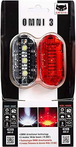 CATEYE, Omni 3 LED Safety Bike Lights with Mounts, Rear and Front Set - 5