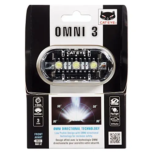 CATEYE Omni 3 Velosiped Xavfsizlik Chirog'i - IPX4 Suv o'tkazmaydigan 3 LED Xavfsizlik Chirog'i 360° Ko'rinish, Bir nechta Miltillovchi Rejimlar, AAA Batareyasi, 200+ Soat Ishlash Vaqti, Yo'l, Shahar, MTB & Bolalar Velosipedlariga mos keladi - 4