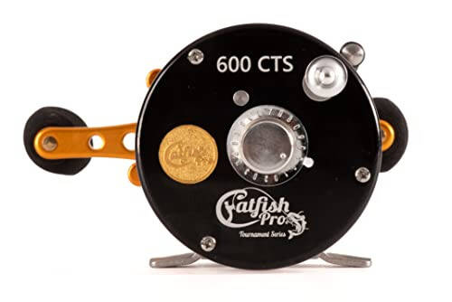 Catfish Pro Tournament Series 600CTS Round Baitcasting Reel - 6+1 Stainless Steel Ball Bearings, 5.3:1 Gear Ratio, 19lb Drag, Brass Gears, Centrifugal Brake, Durable & Powerful for Big Catfish Fishing - 1