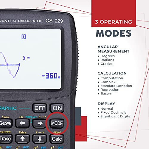 CATIGA CS229 Bilimsel Hesap Makinesi Grafik Fonksiyonlarla, Yeni Başlayanlar ve Gelişmiş Dersler İçin Sezgisel Kullanıcı Arayüzüyle Birden Çok Mod - 3