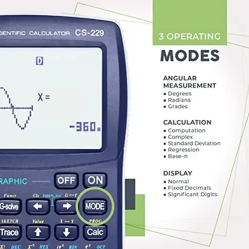 CATIGA CS229 Scientific Calculator with Graphics Functions, Multiple Modes with Intuitive User Interface, for Beginner and Advanced Courses - 3