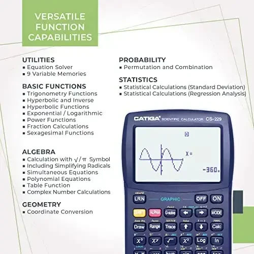 CATIGA CS229 Scientific Calculator with Graphics Functions, Multiple Modes with Intuitive User Interface, for Beginner and Advanced Courses - 4