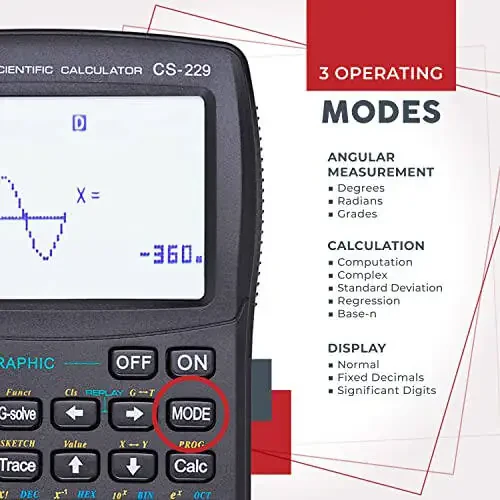 CATIGA CS229 Scientific Calculator with Graphics Functions, Multiple Modes with Intuitive User Interface for Beginners and Advanced Courses - 3