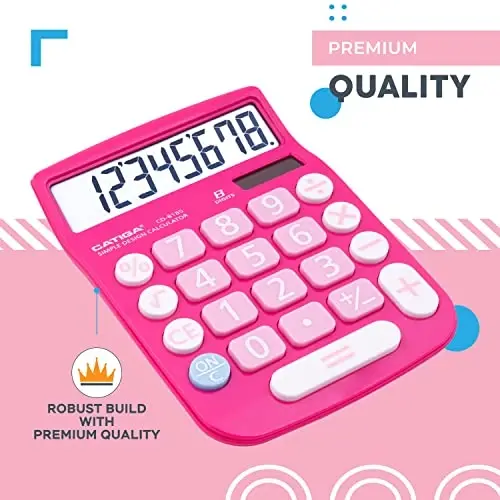 CATIGA Desktop Calculator 8 Digit with Solar Power and Easy to Read LCD Display, Big Buttons, for Home, Office, School, Class and Business, 4 Function Small Basic Calculators for Desk, CD-8185 - 5