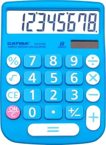 CATIGA Desktop Calculator 8 Digit with Solar Power and LCD Display, Big Buttons, for Home, Office, School, Class and Business, 4 Function Small Basic Calculators for Desk, CD-8185 - 6