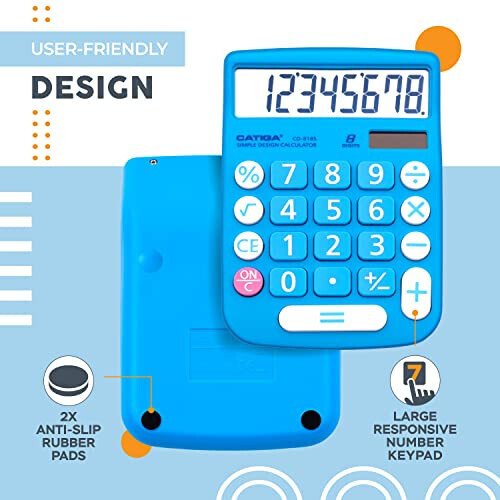 CATIGA Desktop Calculator 8 Digit with Solar Power and LCD Display, Big Buttons, for Home, Office, School, Class and Business, 4 Function Small Basic Calculators for Desk, CD-8185 - 3