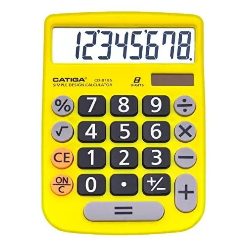 CATIGA Desktop Calculator 8 Digit with Solar Power and LCD Display, Big Buttons, for Home, Office, School, Class and Business, 4 Function Small Basic Calculators for Desk, CD-8185 - 4